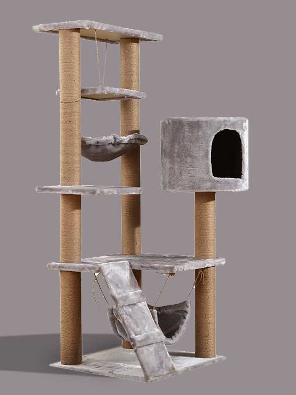 A estrutura de escalada para gatos em árvore de flanela multicamadas OEM de fábrica tem sala para gatos grandes 06-1172 www.gmtpetproducts.com