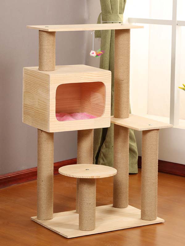 Melhor gato árvore pinho corda de cânhamo coluna escada gato casa quente brinquedo para gato 06-1165 www.gmtpetproducts.com