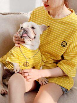 Pet Factory OEM оптовая продажа летняя толстовка с капюшоном для собак корейская версия щенок родитель-ребенок Тедди полосатая хлопковая футболка 06-0291 www.gmtpetproducts.com