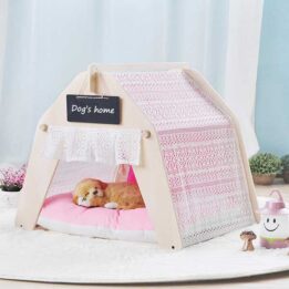 Indoor Portable Lace Tent: Pink Lace Teepee Small Animal Dog House Tent 06-0959 www.gmtpetproducts.com