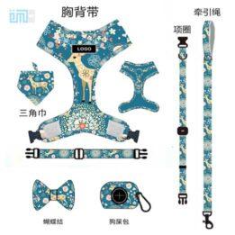 Pet harness factory new dog leash vest-style printed dog harness set small and medium-sized dog leash 109-0003 www.gmtpetproducts.com