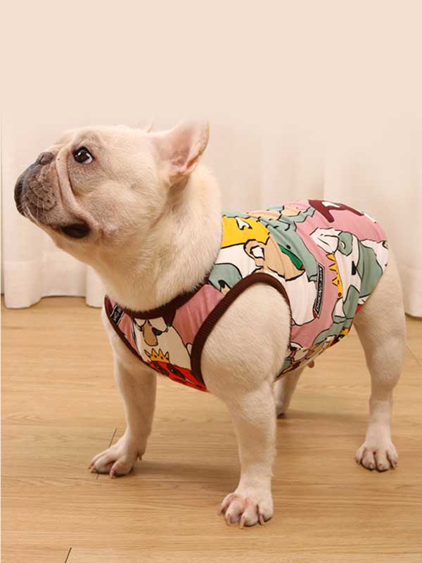 GMTPET французский весенне-летний тонкий жилет для собак, хлопковый жилет с рисунком толстой собаки, бульдога, мопса, 107-222038 www.gmtpetproducts.com