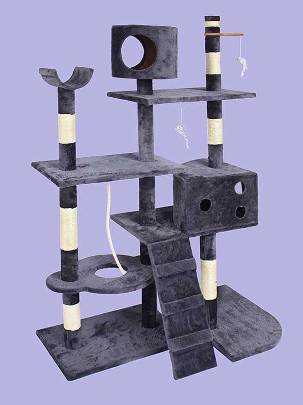 Четырехслойная фланелевая рама для кошек из сизаля, платформа для кошачьей комнаты, лестница для лазания, игрушка для мыши, кошачье дерево 06-0003 www.gmtpetproducts.com
