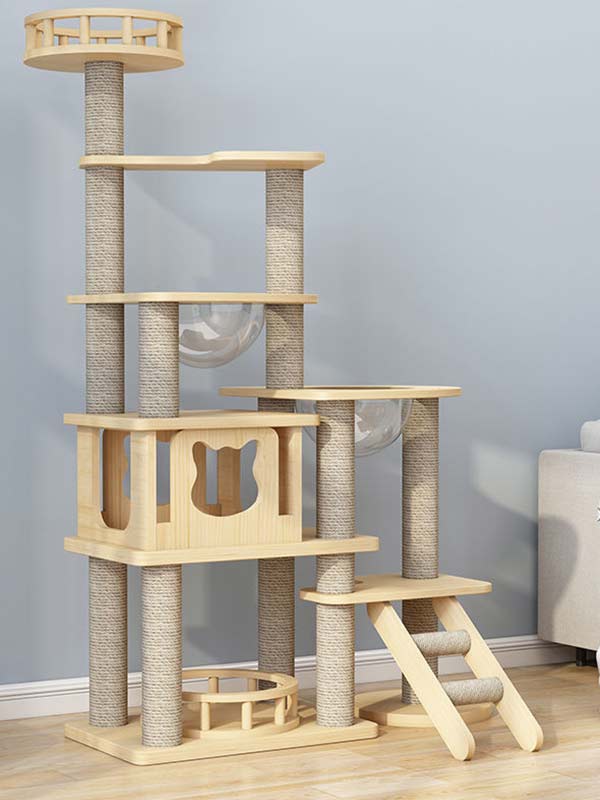atacado-pinho-madeira maciça-placa multicamadas-cat-tree-cat-tower-cat-escalada-frame-105-217 www.gmtpetproducts.com