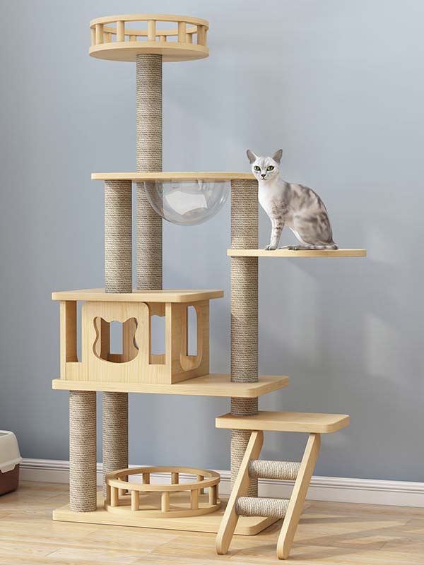 atacado-pinho-madeira maciça-placa multicamadas-cat-tree-cat-tower-cat-escalada-frame-105-218 www.gmtpetproducts.com