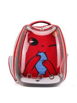 Red Transparent Breathable Cat Backpack Pet Bag 103-45079 www.gmtpetproducts.com