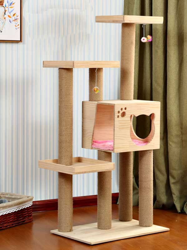 Wholesale Solid Wooden cat tree cat climbing frame wood board cat room climbing 06-1167 Pet Products Factory, OEM Manufacturer, Supplier, Agent www.gmtpetproducts.com Wooden-cat-tree-cat-climbing-frame-density-board-cat-room-climbing-06-1167-