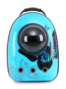 Blue butterfly upgraded side opening pet cat backpack 103-45017